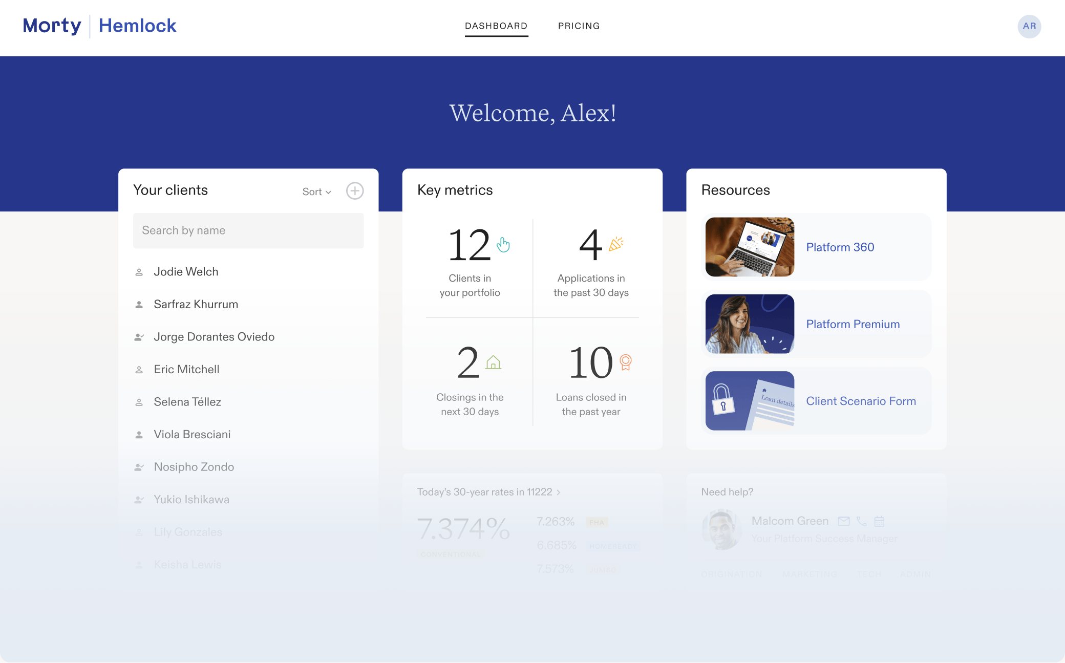 Morty dashboard interface